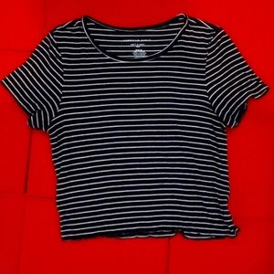 Black shirt with white stripes